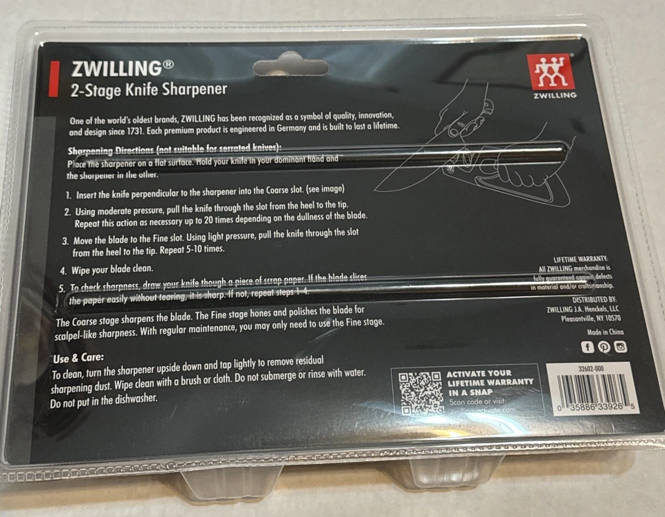 ZWILLING 2-Stage Knife Sharpener Pull-Through Coarse and Fine Safe New Sealed Pc - Image 3 of 4