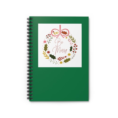 Festive Spiral Notebook - Be Merry, Holiday Journal, Planner, Floral Stationery - Picture 2 of 5