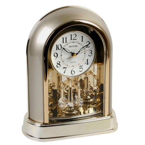 Rhythm Gold Arch Mantel Quartz Clock with Crystals 4SG696WR18