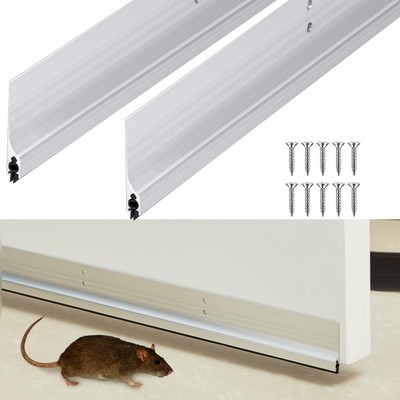 Gisafai 2 Pcs 36 Inches Metal Door Draft Stopper, Door Sweep, Mouse Stopper, ...
