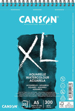 CANSON XL Watercolour 300Gsm A5 Paper, Cold Pressed, Spiral Pad Short Side, 30