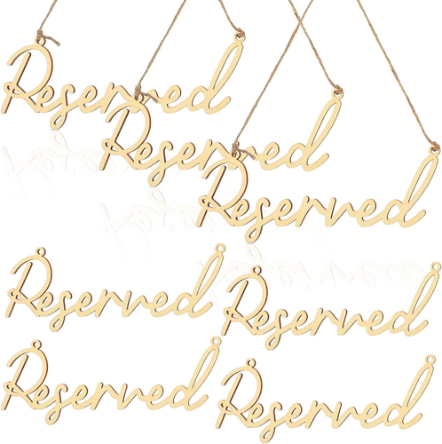 12 Pcs Reserved Signs for Wedding Chairs Hanging Wooden Reserved Sign Rustic Wed