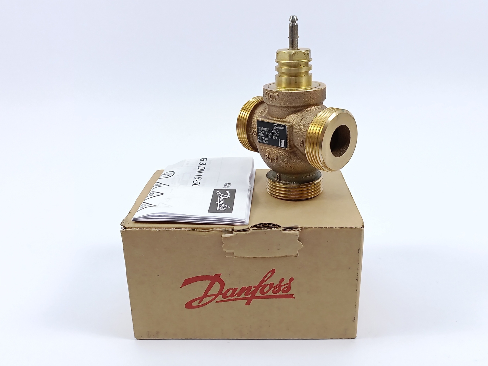 Danfoss 065Z0156 3-Way Ex. Thread Valve, PN16, DN20, Kvs 6.3 M3/H