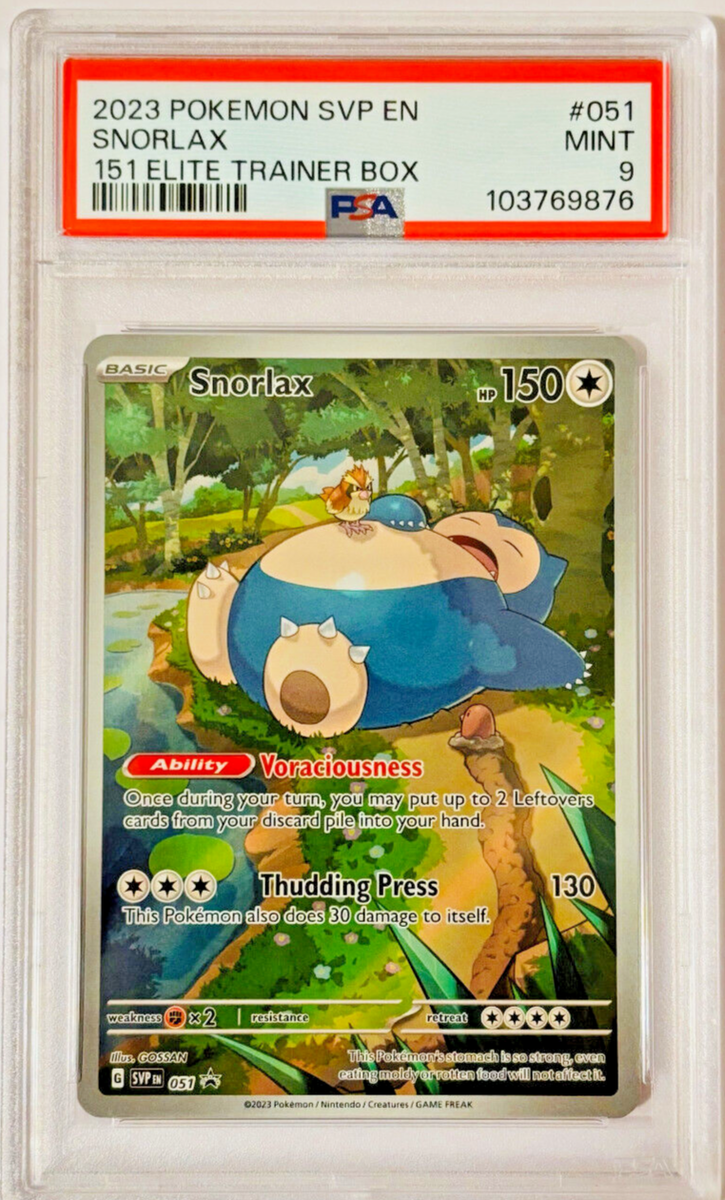 Pokemon Snorlax 151 Pokemon Full Art Promo SVP EN 051 - PSA 9 Mint
