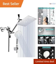 Elegant 12'' Brushed Chrome Rainfall Shower & Handheld Combo with Extension Arm