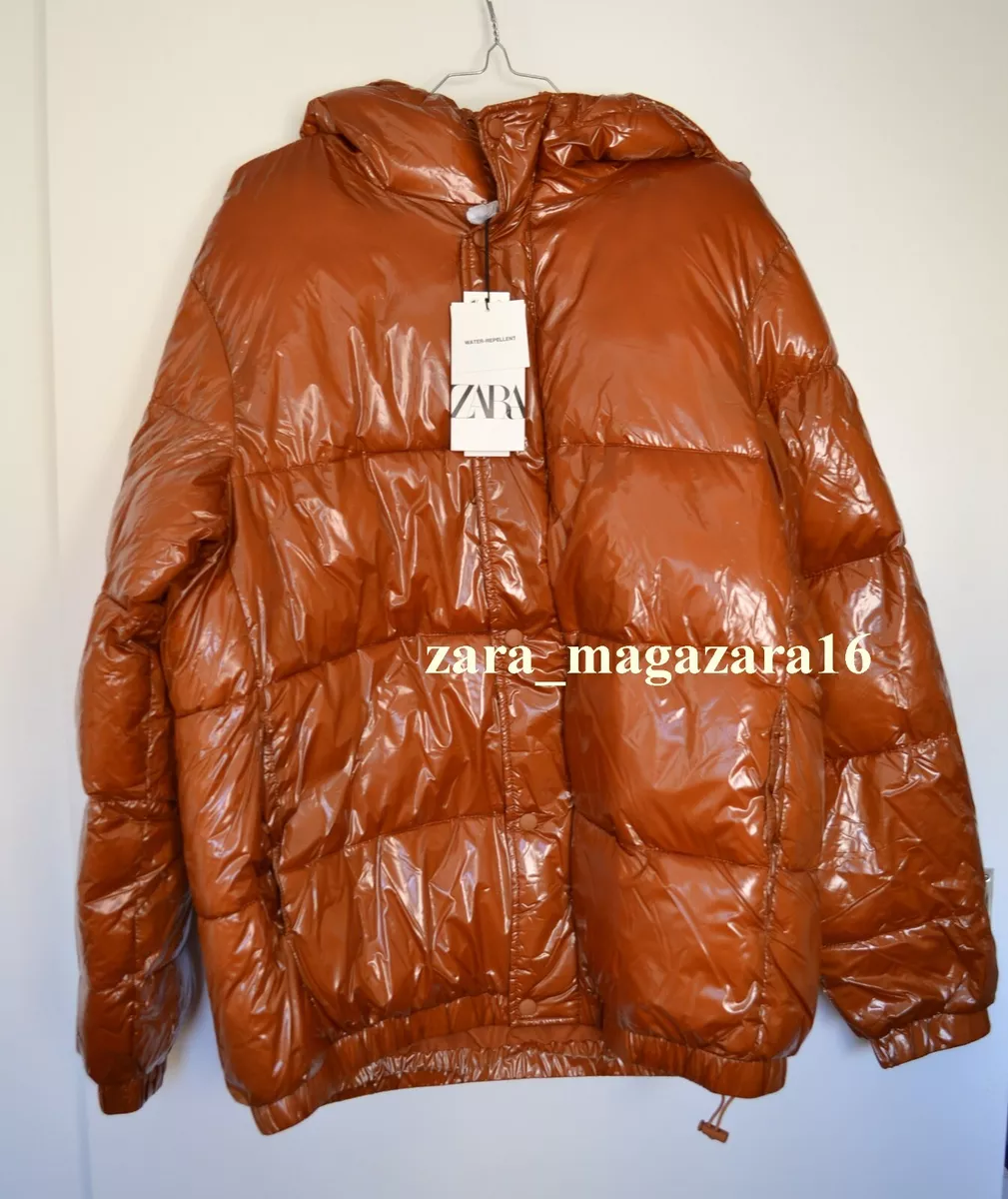 Zara orange 2024 puffer jacket