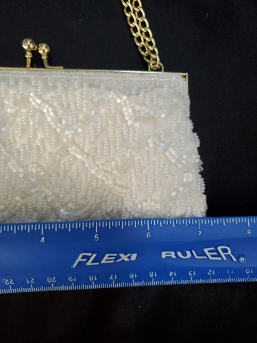 Dressy Evening Vintage Bag Womens Pearl Hong Kong Beaded Purse Gold Handle 6” - Picture 4 of 20