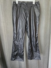 No Boundaries Y2K Faux Leather Pants Flared Black Juniors 13