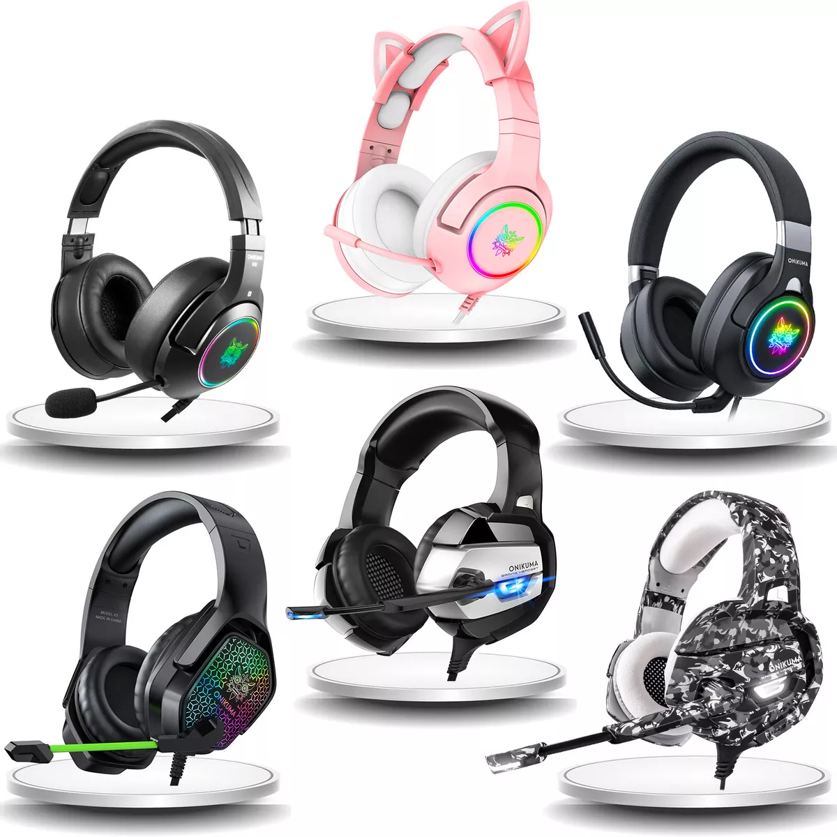 Gaming Headset for PS4 Xbox One, ONIKUMA Over Ear Gaming Headphones with  Mic Stereo Surround Noise Reduction LED Lights Volume Control for Laptop,  PC, Tablet, Smartphones 