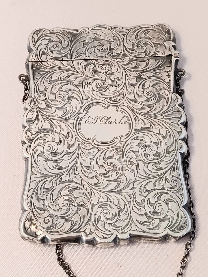 Estuche para tarjetas de arquitecto inglés victoriano Birmingham Nathaniel Mills 1853 Foto 2 de 4