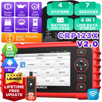 2024 LAUNCH CRP123X V2.0 Car OBD2 Scanner Diagnostic Reset Tool ABS SRS Engine