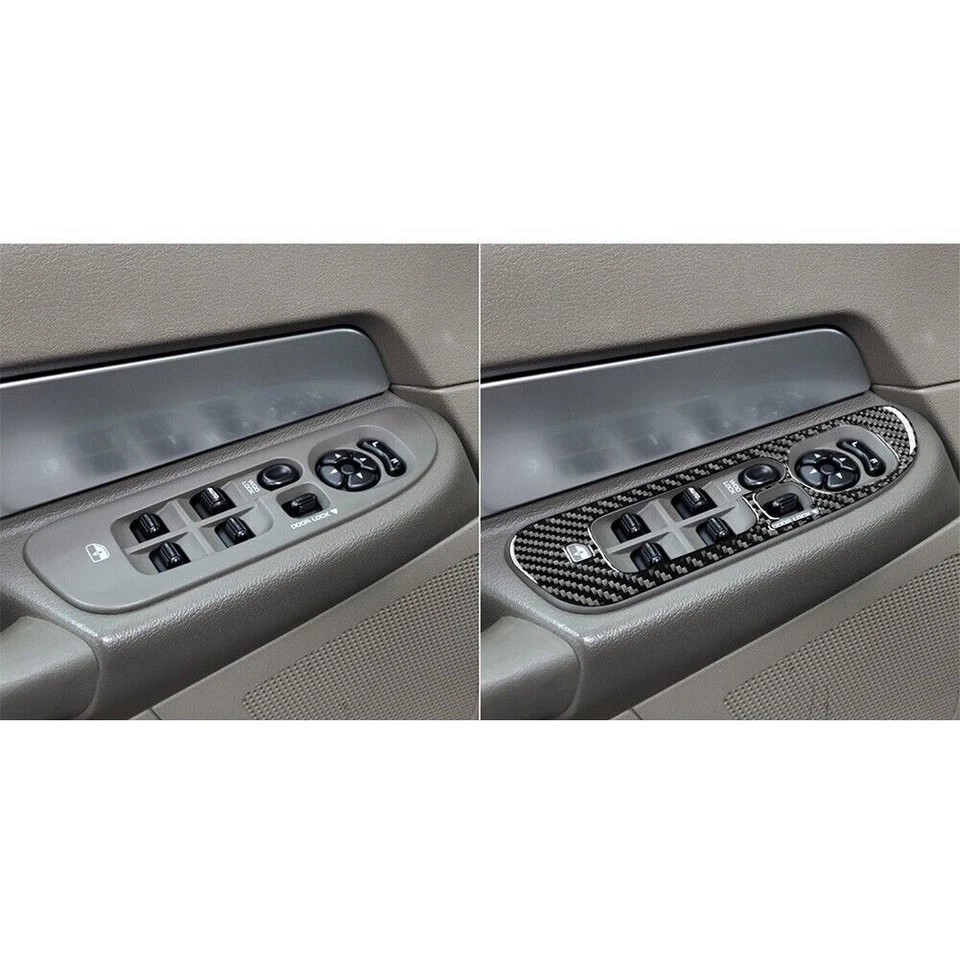 Cubierta del panel del interruptor de elevación de ventana para Dodge Ram 1500 2500 3500 vinilo fibra de carbono Foto 3 de 4