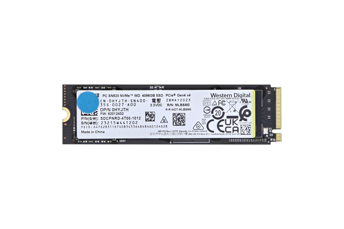 Dell 4TB NVMe Gen4 M.2 2280 Solid State Drive (SSD), HYJTH, WD SDCPNRD-4T00-1012 Dell 4TB NVMe Gen4 M.2 2280 Solid State Drive (SSD), HYJTH, WD SDCPNRD-4T00-1012