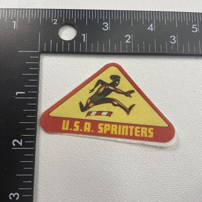 Vtg 1970s Cox Int l Red Runner USA SPRINTERS (Silk Patch / Sticker ?-Read) 03NR
