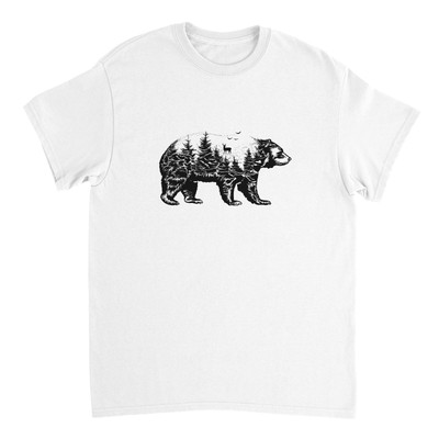 Outdoor Tiere T-Shirt Weiß Unisex Wandern Camping Natur Abenteuer Wald Berge