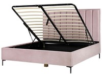 Polsterbett Samtstoff Rosa 180X200 Cm Mit Bettkasten Hochklappbar Sezanne