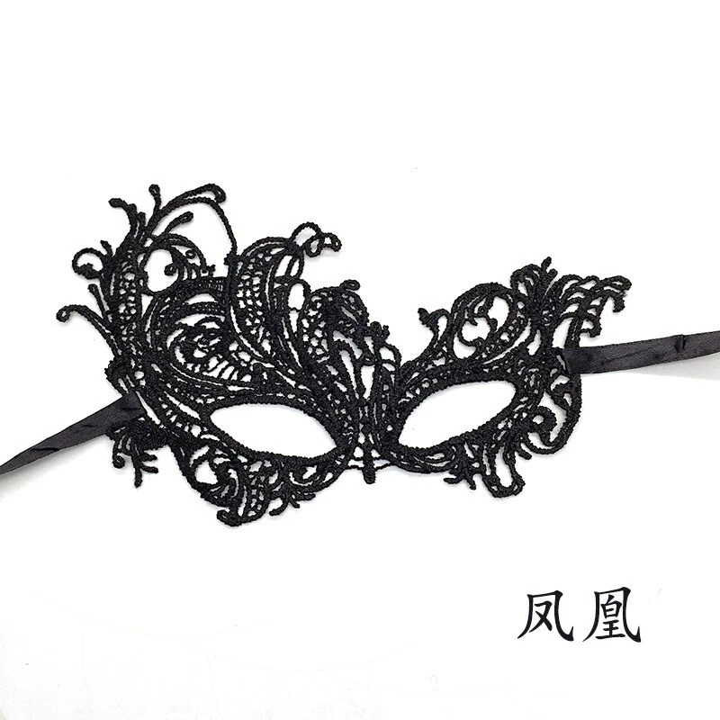 Máscara de encaje negra media barra facial máscara de ojos accesorios de Halloween sexy fiesta popular Foto 4 de 4