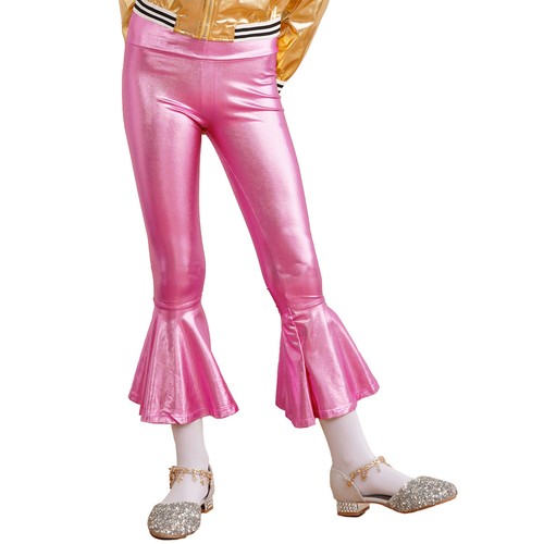 Kids Girls Ruffle Hem Costume Legging Competitions Pants Bottoms Dance Hip Hop - Picture 50 of 60