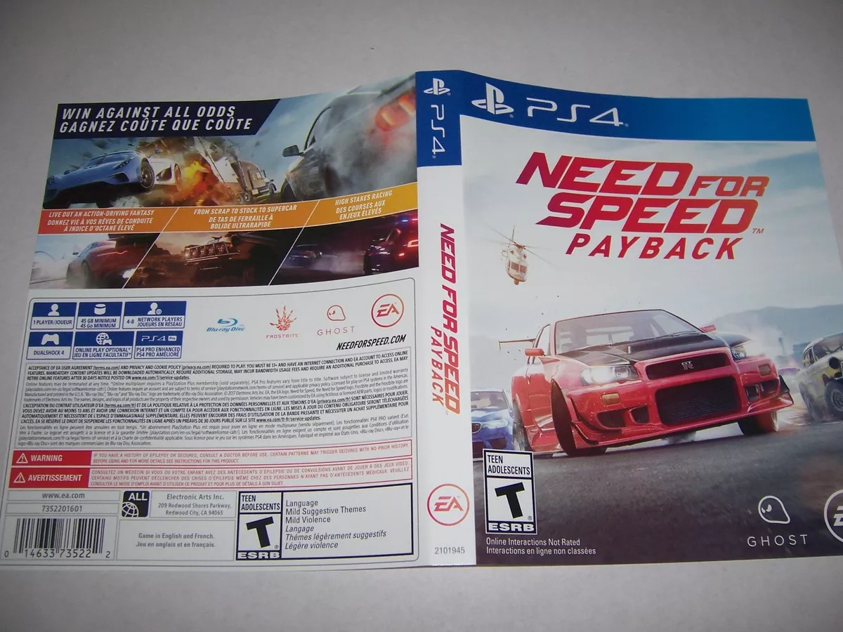 Original Replacement Case Box PlayStation Need for Speed Payback *NO GAME* | eBay