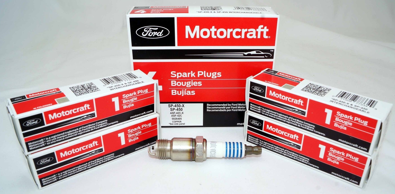 Set of 4 Genuine OEM Motorcraft SP450X Ford ASF42CX Copper Spark Plugs SP450