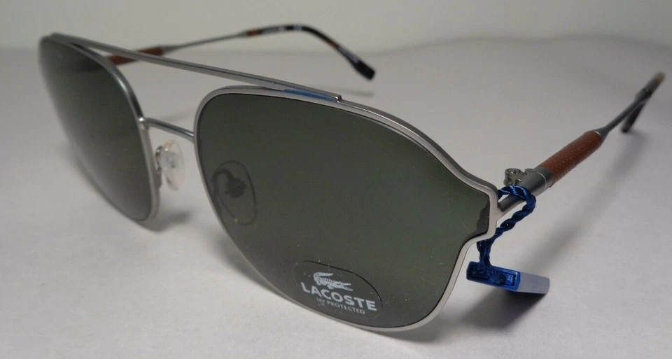 Nuevas gafas de sol clásicas de aviador Lacoste L103SND mate claro rutenio para hombre Foto 4 de 4