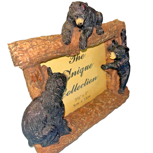 Black Bear Family 3D Design Photo Picture Frame Unique Wildlife 3.5x5 Insert - Picture 2 of 5