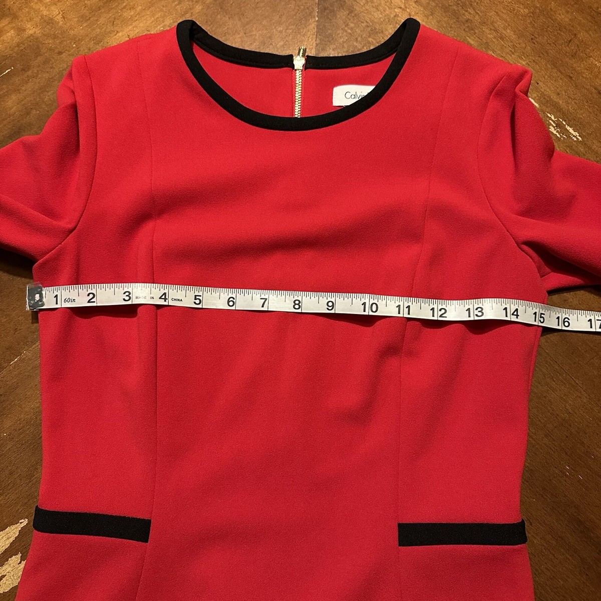 Calvin Klein Women's Red Dress size 2 Sheath 3/4 Bell Sleeve Stretch | eBay Calvin Klein Women's Red Dress size 2 Sheath 3/4 Bell Sleeve Stretch | eBay