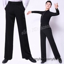 Mens Modern Ballroom Loose Social Dance Long Pants Straight Leg Latin Trousers