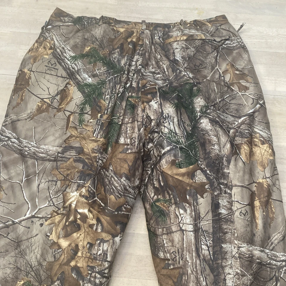 Cabelas Quilt Lined Camouflage Hunting Pants Mens Sz 3XL Real Tree Camo 46x31 - Image 3 of 4