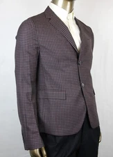 $1650 Gucci Mens Grey/Burgundy Vichy Wool Gauze Jacket 2 Buttons 406675 6086 - Image 2 of 4