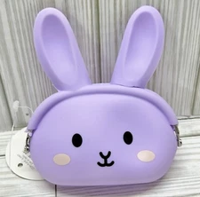 Bunny Fidget Coin Purse Silicone Purple 4" New