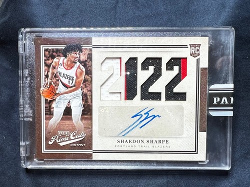 2022-23 Panini Prime Cuts SHAEDON SHARPE ROOKIE PATCH AUTO /10 BLAZER SPEDIZIONE GRATUITA - Foto 1 di 8