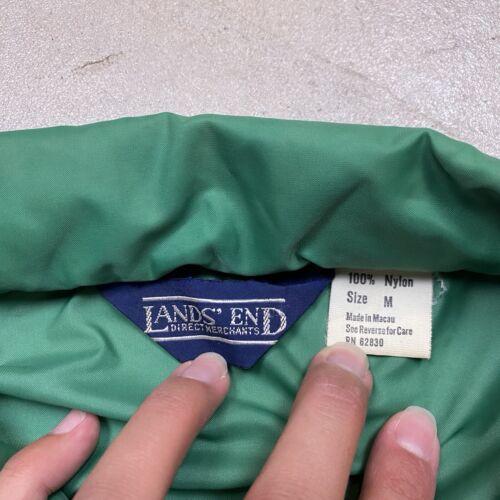 Vintage Lands End Windbreaker Jacket M Fairway Green Hooded 90s - Picture 2 of 7