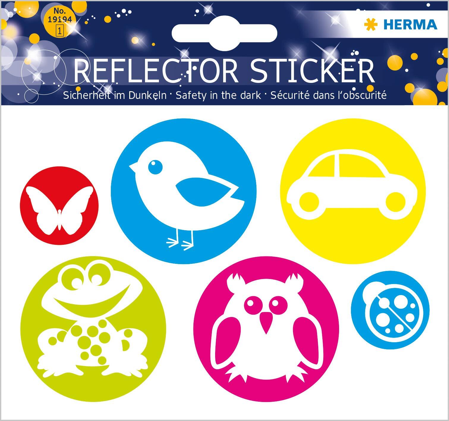 Herma Reflective Stickers, Permanent Hold, 5 Fluorescent Stickers per Pack Circl
