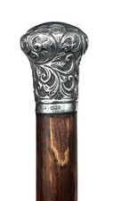 Vintage Antique England Child Sterling Silver Swagger Knob Walking Stick Cane