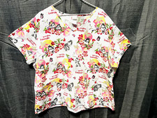 Scrub Top Women  s 3XL Disney The Chipmunks Garden Friends Pediatric