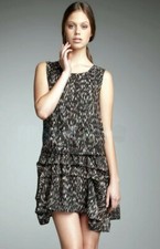 Theory Rikina Flame Silk Chiffon High Low Sleeveless Dress 6