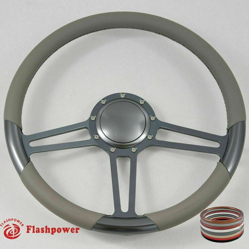 15.5" Billet Steering Wheel Black Full Wrap Chevy Blazer C10 W/Horn - Foto 9 di 12