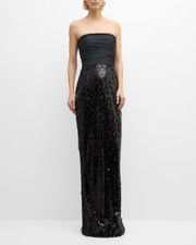 PAMELLA ROLAND Strapless Sequin Gown