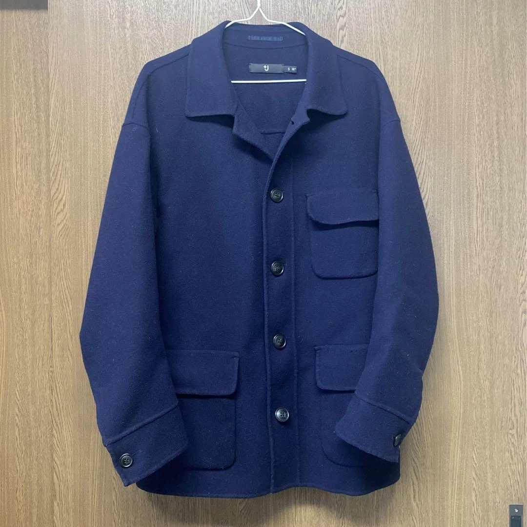 Uniqlo +j Jil Sander Wool Blend Oversized Shirt Jacket Navy S