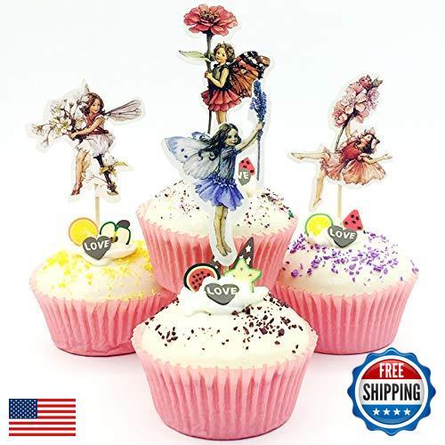iMagitek 48 Pack Pretty Fairy Flower Cupcake Topper Picks, Cake Toppers Decor - Picture 5 of 5