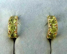 2Ct Round Cut Created Green Peridot Huggie Hoop Earrings 14k Yellow Gold Plated