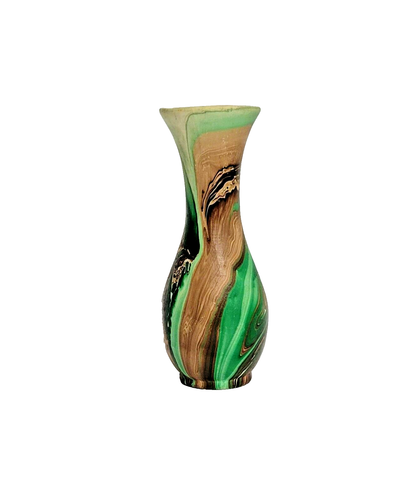 Vintage Rushmore Matte Swirl Glaze Miniature Clay Pottery Bud Vase - Made in USA