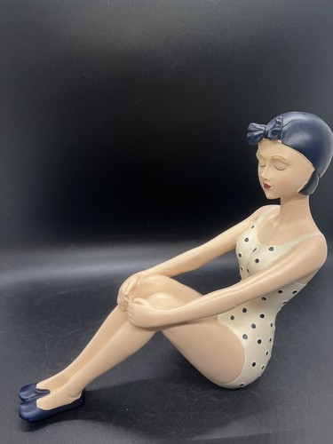 1920’s Retro Bathing Beauty Shelf Sitter Figurine Polka Dot Suit - Picture 3 of 8