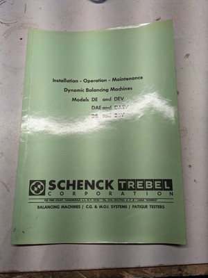 SCHENCK TREBEL BALANCING MACHINES OPERATOR SERVICE MANUAL DYNAMIC DEV DAEV DBV