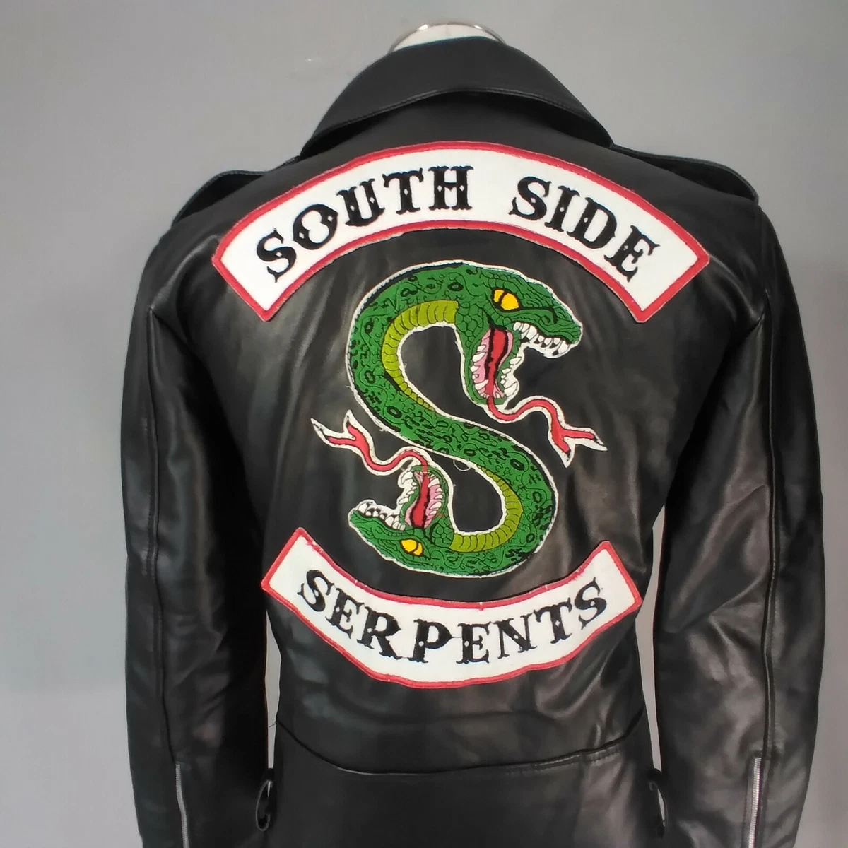 Veste moto en cuir extra petite noire Riverdale Southside Serpents