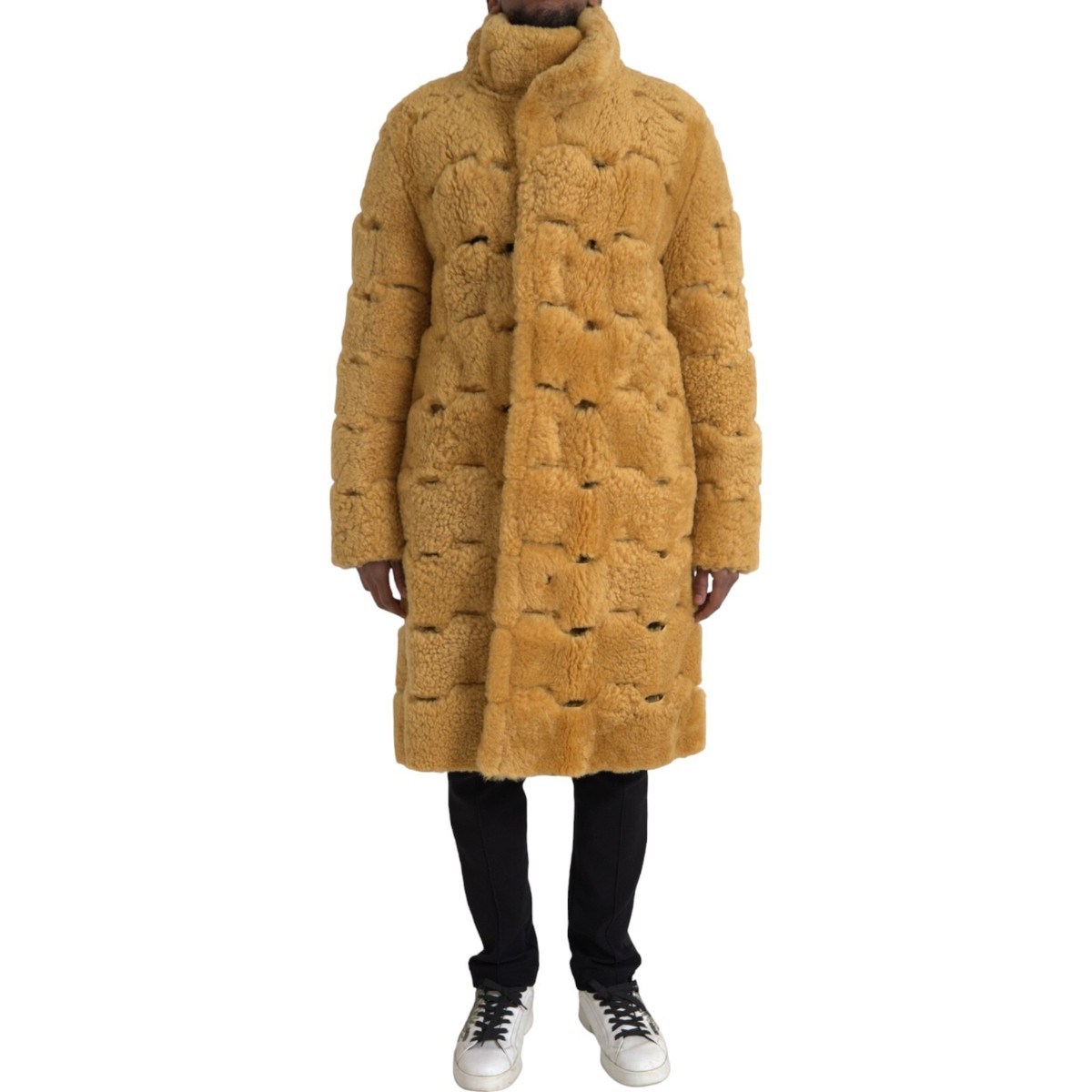 【関税&送料込】Bottega Veneta Fluffy Wool Coat BOTTEGA VENETA Jacket Yellow Wool Long Teddy Coat IT52/ US42