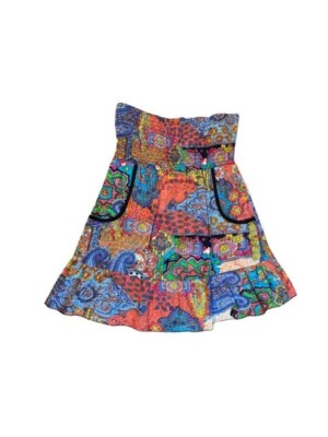 fire los angeles dress L patchwork mini tube top festival hippie pockets