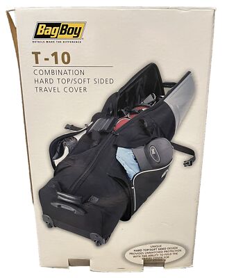 BAG BOY T-10 Travel Golf Bag Black/Graphite Hard Top Soft Side Wheeled