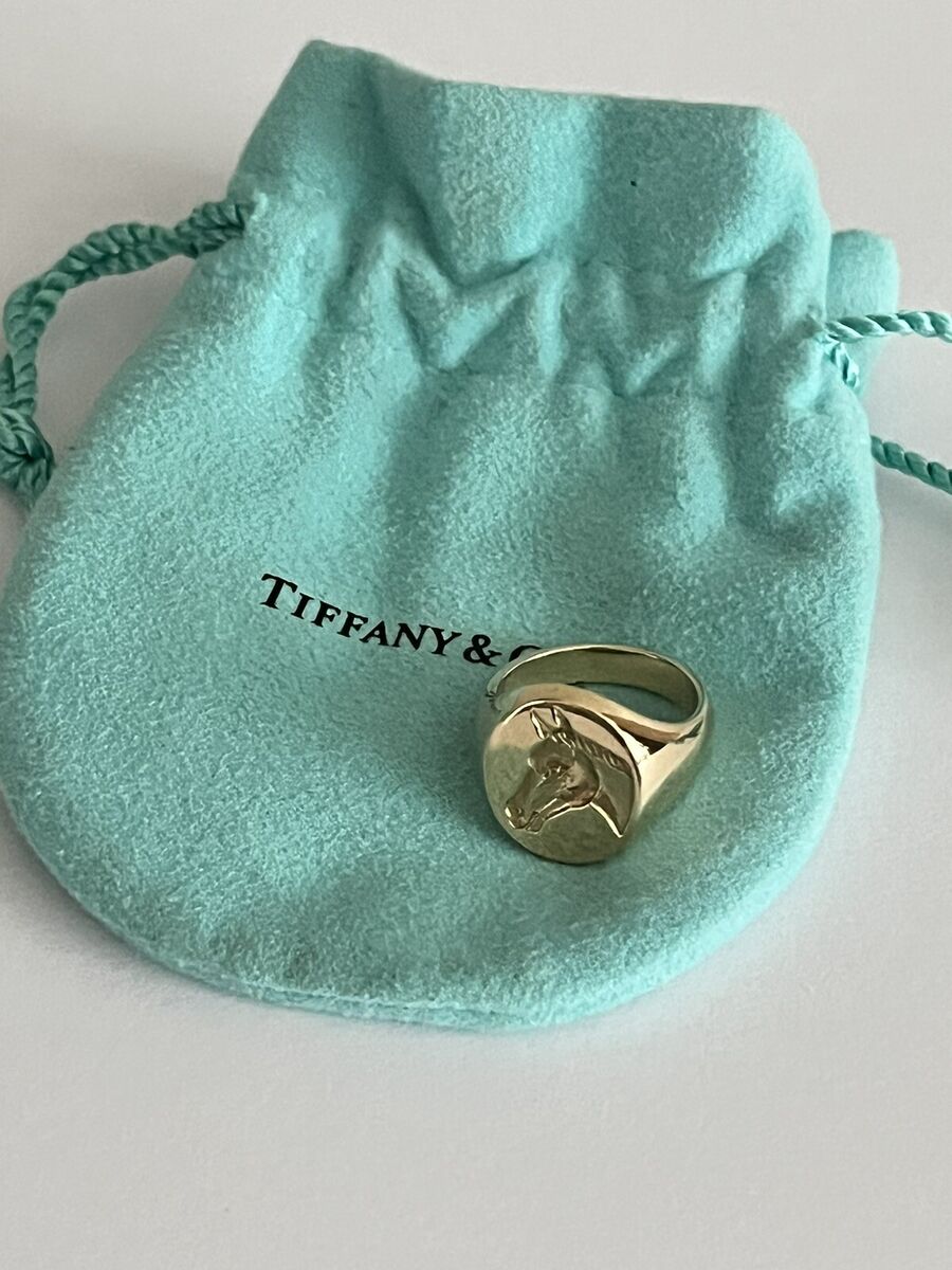 Rare! Vintage Tiffany & Co. Signet 14k Gold Ring Horse Rare! Vintage Tiffany & Co. Signet 14k Gold Ring Horse